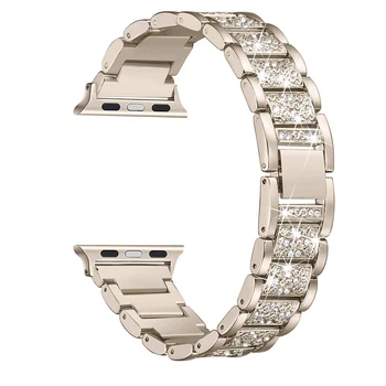 Гривна каишка от неръждаема стомана за Apple Watch серия 3 3842 мм луксозна диамантена каишка за часовник iwatch 4 5 6 SE 7 40 мм 41 45 44 мм