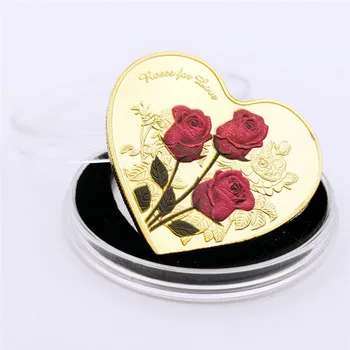 Немагнитная романтична златна възпоменателна монета във формата на сърце 