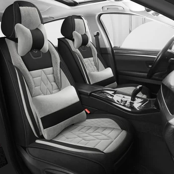 Плюшени калъфи за автомобилни седалки на Volvo S40 XC60, набор от защитни възглавници за автомобил, универсална зимните аксесоари за интериора