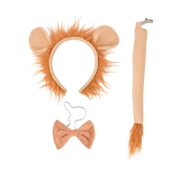 Превръзка на главата с лъв, аксесоари за коса за рожден ден, детски костюм на Лъв на Хелоуин, с превръзки на глава от твърда пластмаса, шапки, аксесоари за опашката