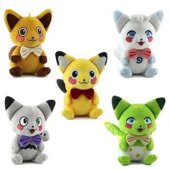 Pokemon Kawai, переодевающаяся плюшен играчка с лък, кукла, аниме, сладък Пикачу, творческа декорация, кукла-възглавница, подарък за рожден Ден, празничен подарък