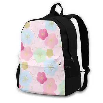 Розови и мятно-зелени ученически чанти с японски цветя модел за момичета, пътни чанти за лаптоп, японската художествена акварел