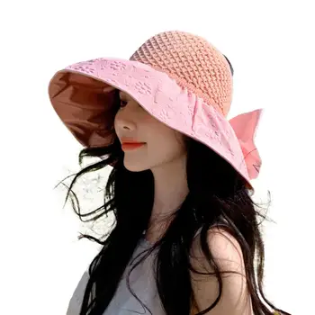 Лятна шапка, дамски солнцезащитная шапка в корейски стил, цвят и пътна панама в стил мозайка