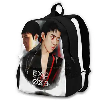 Exo Sehun Fanart Юношеството раница за студенти, Пътни чанти за лаптоп, Exo Fanart Sehun X Exo