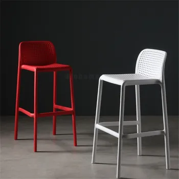 Индивидуални Бар столове Минималистичен пластмасов стол, Кухи Бар столове за кухня, стол с високи крака, Бар стол, Мебели за дома, Бар стол