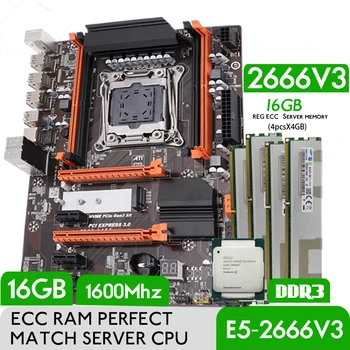 Дънна платка Atermiter DDR3 Turbo Combo Kit Комплект XEON E5 2666 V3 LGA 2011-3 процесор 4 бр. X 4 GB = 16 GB 1600 Mhz DDR3 Memory REG ECC Ram