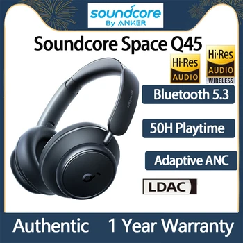 Оригинални безжични Bluetooth слушалки Anker Soundcore Space Q45 с активно шумопотискане LDAC, слушалки Наема с микрофон