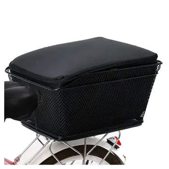 Задната част на велосипедна кошница Велосипедна чанта с голям капацитет Метална тел велосипедна кошница с Непромокаем водоустойчив калъф на задната велосипедна кошница