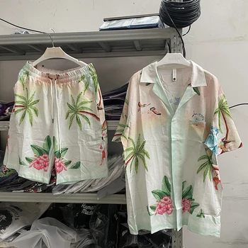Нова морска вълна, Казабланка, Кокосова палма, ризи за мъже и Жени, Хавайска риза, тениска