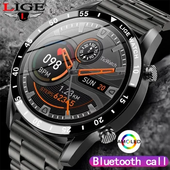 LIGE Нови модни смарт часовници за мъже, спортен гривна, водоустойчиви часовници с функция за измерване на кръвното налягане, Bluetooth-разговор за Android, Ios, умни часовници за мъже