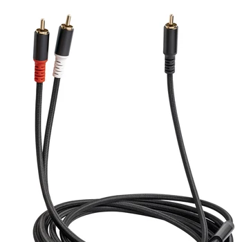 Аудио кабел Y-образна ивица за автомобилен плейър, миксер за лаптоп, усилватели на мощност tv, конзола динамика, черни Кабелни аксесоари