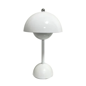 Цветна пъпка Светодиодна настолна лампа Nordic Нощно шкафче Настолна лампа с форма на гъба Украса на стаята Нощни осветителни тела Бял