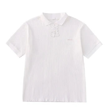 Дамски бели тениски Bebobsons оригиналния нишевого дизайн с дантелен бродерия, лятна нова дамски памучен тениска