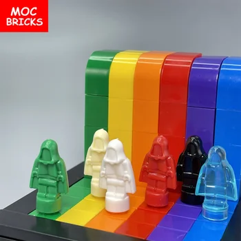 Продава се комплект MOC Bricks Mini Rainbow Background Wall Hood Statue, Поддържани строителни блокове, забавни играчки за деца, Подаръци