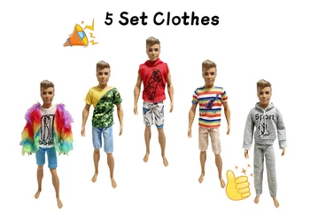 5 Комплекта аксесоари за тъканната кукла Кен, ежедневни облекла, костюми за кукли Кен 30 см 12 инча