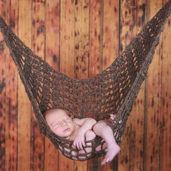 Roadfisher Реквизит за снимки на новородени, Окачен Хамак, Вязаная на една кука мрежа, вълнена превръзка за легла, на фона на фотосесия в Студио