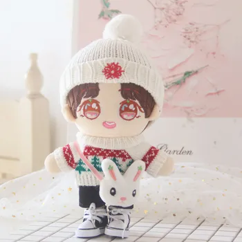 20 см стоп-моушън Сладък дрехи и аксесоари за кукли, пуловер, шапка, вязаное Животно, заек, Корейски кукли Kpop EXO idol, подарък играчка 