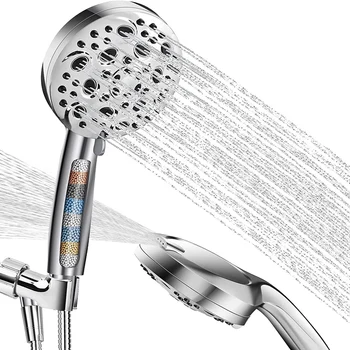 10 Режими, 5,04-инчов накрайник за душ, дъждовна накрайник за душ с ръчен мивка за почистване на баня
