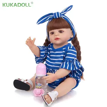 Кукла KUKADOLL 22 Инча Reborn Baby Doll С Пълна Силикон Корпус Може да се Къпят Във Вана, Реалистични Другари Игри, Подаръци За Ден за защита на Децата, Ранно Образование на Децата