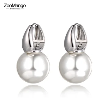 ZooMango, оригинален дизайн, офис стил, бели перлени вечерни обеци за жени, модни сватбени обеци, модни бижута ZE20241