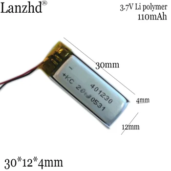 1-10 бр. 401230 3,7 110 mah Литиево-полимерна акумулаторна Lipo батерия Липо за MP3 GPS bluetooth слушалки, видео камера писалка