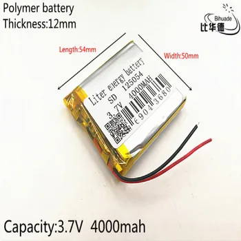 2019 нови батерии 3,7 4000 ма 125054 литиево-полимерна батерия на MP3 MP4 навигационни инструменти, малки играчки