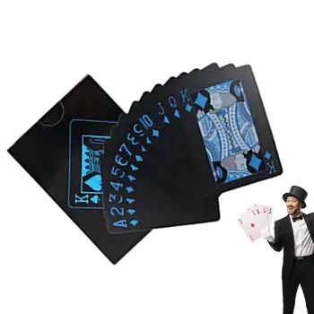 Карти за игра Стръмен черен водоустойчив тесте карти с извити на 180 градуса, професионални стандартни тестета карти за игра за летни пътувания