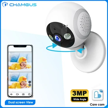 2,5 K 3MP WiFi IP камера с 5-мегапикселов следи бебето, видео наблюдение, преглед на два екрана, Помещение за домашно сигурност за майката и детето, Carecam Pro на закрито