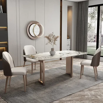 Луксозни маси и столове в комбинация с малък семеен правоъгълно масата за вечеря в италиански стил