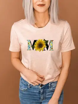 Тениска с хубаво цвете за мама, тенденция тениска на 90-те години, модни дрехи с къс ръкав, основната женска тениска с принтом, летни графични тениски