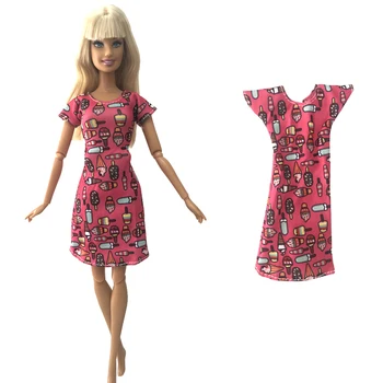 1 бр. сладък рокля с шарките на сладолед, елегантна риза с кръгло деколте, тънка пола за Барби кукли, аксесоари за момичета, Играчка 283B