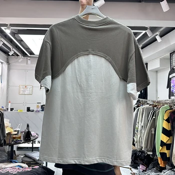 Новата Модерна риза в стил мозайка с буйни принтом и писма 1:1, мъжки дамски реколта тениска Оверсайз, блузи, чай