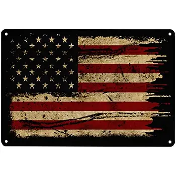 Ретро Метална лидице табела, монтиране на украса модел на американското знаме, се използва за украса на заведението, дома, дневна 12 X 8 инча