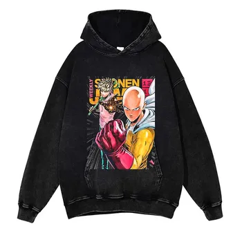 Модни и ежедневни hoody в стил Харадзюку, аниме, пуловер One Punch, когато е свободна мъжки hoody оверсайз в стил хип-хоп, Унисекс, hoody с качулка