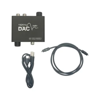 DAC Конвертор 192 khz Цифров Оптичен Коаксиален Toslink в Аналогов L/R RCA и 3.5 мм Аудио Конвертор Адаптер с Регулатор на силата на Звука