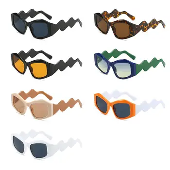 Дамски и мъжки слънчеви очила тенденция нюанси Y2K пънк слънчеви очила, Котешки очи с извити крака Слънчеви очила