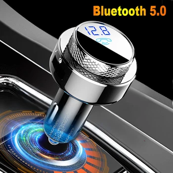2022 Автомобил Bluetooth версия 5.0 FM Трансмитер Хендсфри Безжичен TF/U Диск Mp3 аудио плейър с Бързо зарядно устройство QC3.0 за iPhone 12