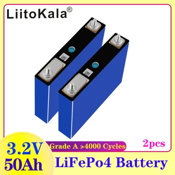 2 ЕЛЕМЕНТА LiitoKala 3.2 В 50Ah Lifepo4, Литиево-железен фосфат с голям Капацитет За 12 Акумулаторни Батерии САМ За Съхранение на Слънчева Енергия
