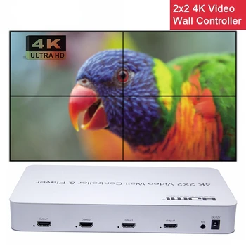 Видеостена 4K 2x2 HDMI Контролер Видеостены 1080P ТЕЛЕВИЗОР монтиран на стената Процесор 1x2 1x3 1x4 дървен материал 4 на Екрана за Подшиване на Обезщетение Безеля Завъртане на 180 градуса