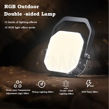 Мини RGB Гласово управление led лампа с двойни фланци, лампа с жива атмосфера, лампа за къмпинг, USB зареждане, захранване, фенерче