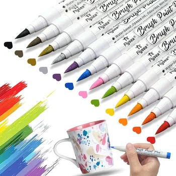 Комплект маркери за рисуване 12-36 цветове, с двойна четка, акрилни бои, Химикали за калиграфия, надписи, Камък, Стъкло, Платно, Метал, Керамика, дърво