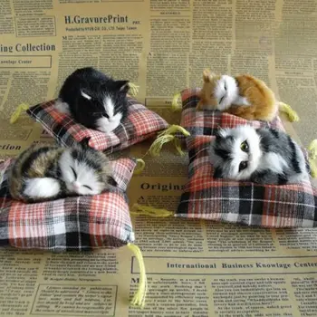 Красиви изкуствени мини-котка в Легнало Положение, текстилен мат, Плюшени детски Подарък за рожден Ден, Творческа Обстановка
