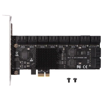 Такса за разширяване на SATA контролер PCI-E X1 SATA 3.0 с 20 порта PCIE Riser6GB Странично Card Конвертор Карти за Разширяване на Чиа Mining