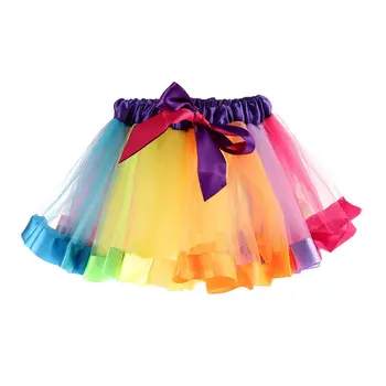 Танцови принцеса на дъгата, тюлевая пола-пакетче, рокли за малки момичета, цветно рокля-пакет за деца, рокля-пакетче