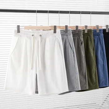 Панталони Мъжки ежедневни спортни шорти, свободни преки универсални панталони с шнурком, пролет-лято дизайнерски прости спортни панталони