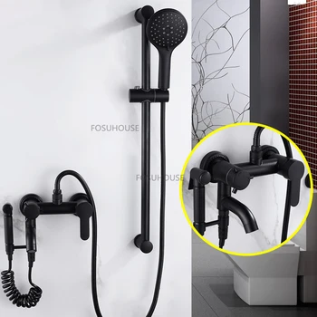 Модерни месингови смесители за душ за баня, черен смесител за душ, лесен многофункционален домакински душ батерия, аксесоари