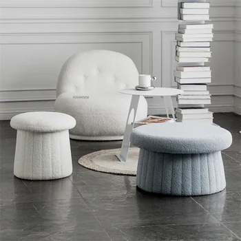 Скандинавски мебели и текстилен стол, всекидневна за дома, Лесен табуретка за преобличане на обувки, разтегателен креативен дизайн, Малка кръгла табуретка, стол