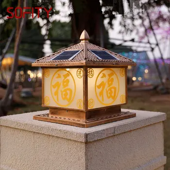 SOFITY Solar Post Lamp LED Outdoor Creative Bronze Pillar Светлини Водоустойчива IP65 за къщи, Вили, веранда, декор на вътрешния двор
