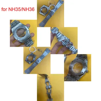 Аксесоари за часовници Корпус часа от неръждаема стомана 41 мм + каишка е Подходящ за механизъм NH35A/NH36/4R36