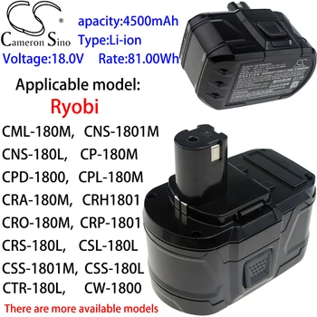 Камерън Китайско-итиевый батерия 4500 mah 18,0 за Ryobi P211, P220, P221, P230, P234G, P236, P240, P2400, P241, P246, P250, P2500